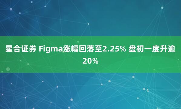星合证券 Figma涨幅回落至2.25% 盘初一度升逾20%